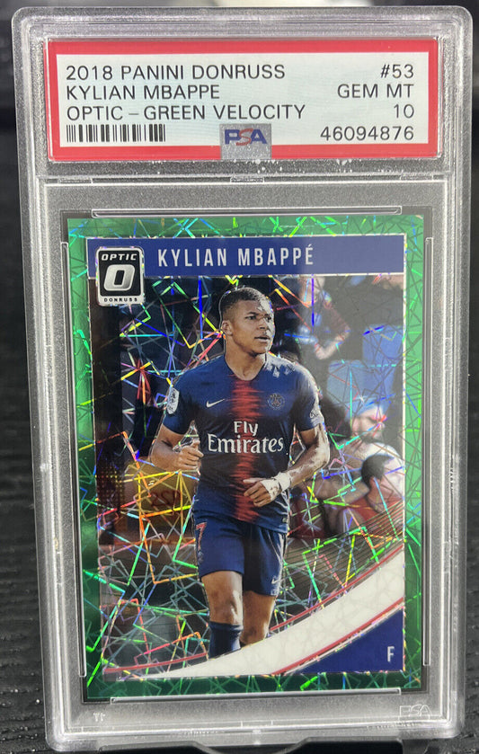 2018 DONRUSS OPTIC GREEN VELOCITY KYLIAN MBAPPE ROOKIE RC 85/200 #53 PSA 10 MINT