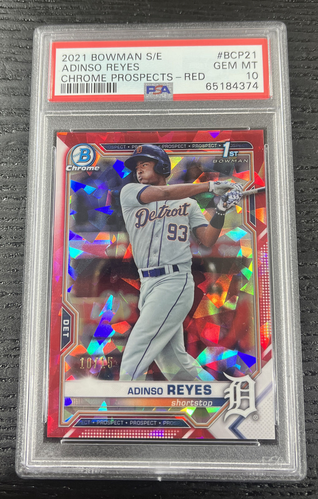 2021 Bowman Chrome Sapphire Red Refractor Adinso Reyes BCP21 PSA 10