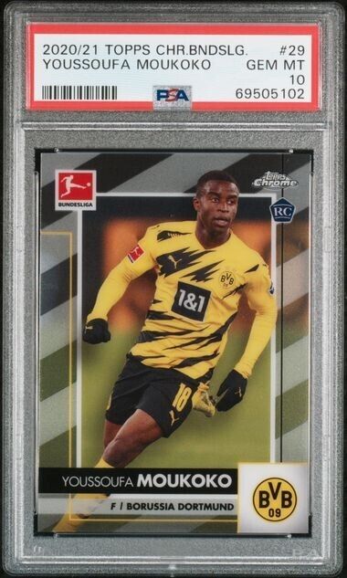 2020-21 TOPPS CHROME BUNDESLIGA YOUSSOUFA MOUKOKO #29 ROOKIE (RC) PSA 10 GEM MT