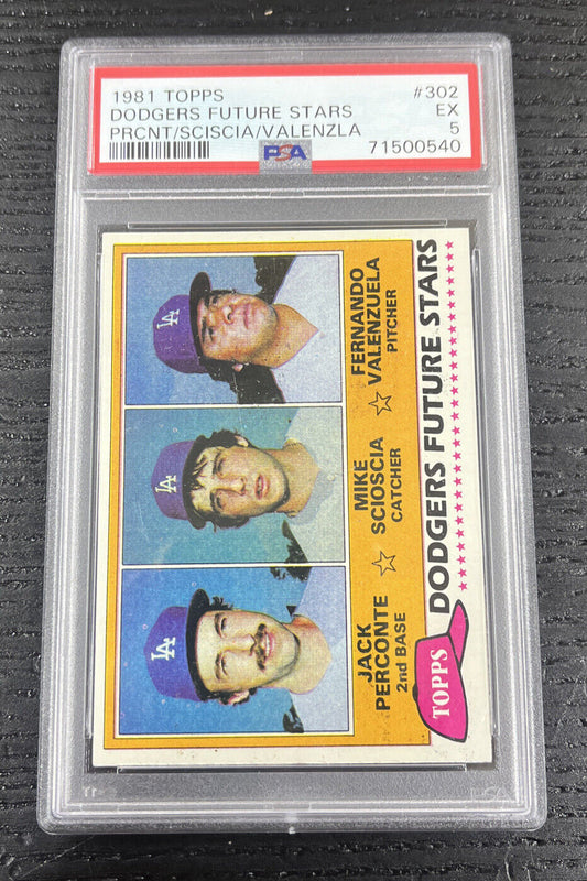 1981 TOPPS DODGERS FUTURE STARS WITH FERNANDO VALENZUELA #302 PSA 5
