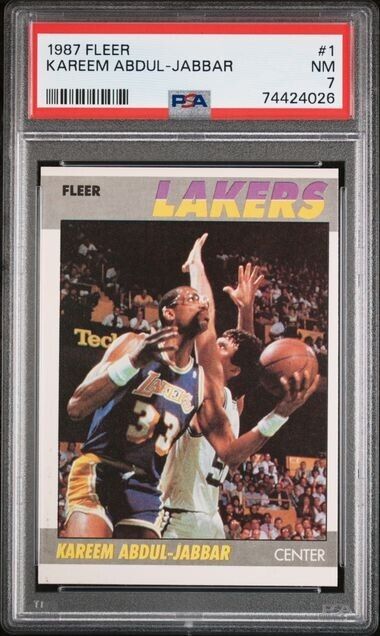 1987 Fleer #1 Kareem Abdul-Jabbar Los Angeles Lakers PSA 7