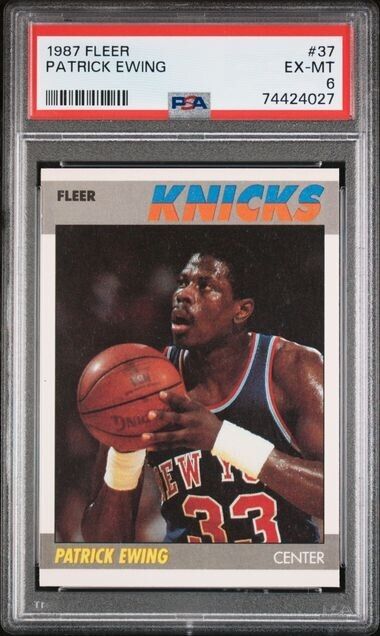 1987-88 Fleer Patrick Ewing #37 HOF New York Knicks PSA 6