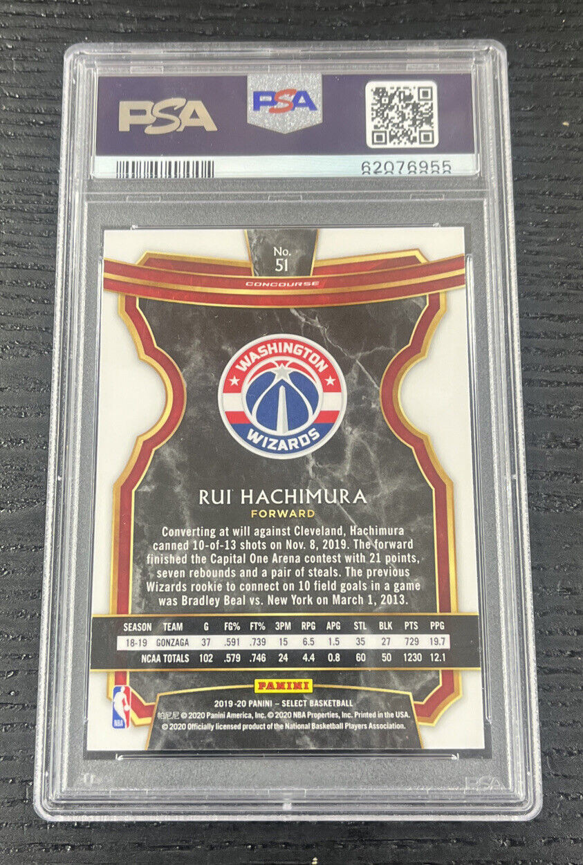 2019-20 Select Rui Hachimura Concourse Rookie RC #51 PSA 10 GEM MINT Wizards