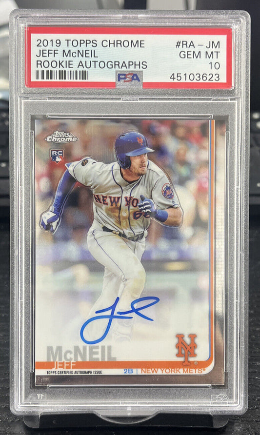 2019 Topps Chrome Jeff McNeil Rookie Autographs RC Auto #RA-JM PSA 10