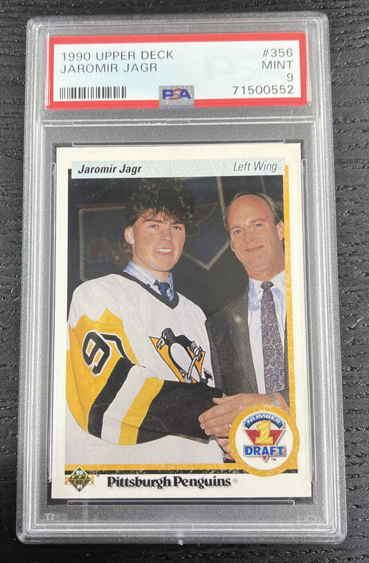 1990-91 Upper Deck Jaromir Jagr  #356  Pittsburgh Penguins  PSA 9