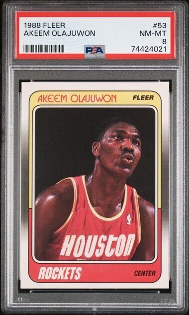 1988-89 Fleer Hakeem Olajuwon Akeem Olajuwon Houston Rockets #53 PSA 8 HOF