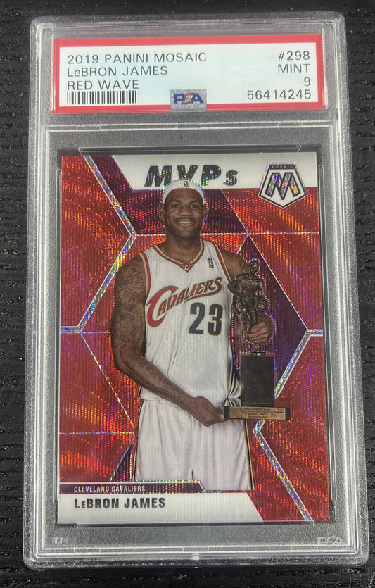 2019 Panini Mosaic LeBron James Red Wave SP #298 PSA 9 GEM MINT Lakers