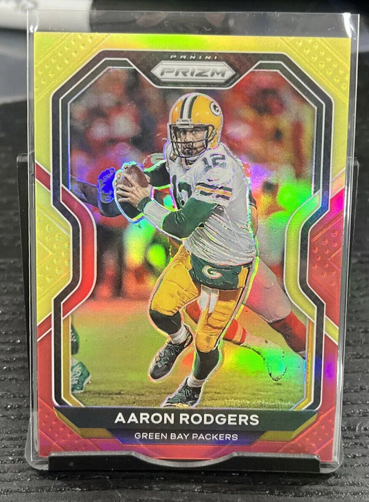 2020 Panini Prizm Football Aaron Rodgers Red & Yellow Prizm /49