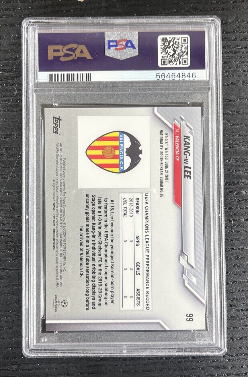 2019-20 Topps Chrome UCL Kang-IN Lee Sapphire Edition Rookie RC #99 PSA 10
