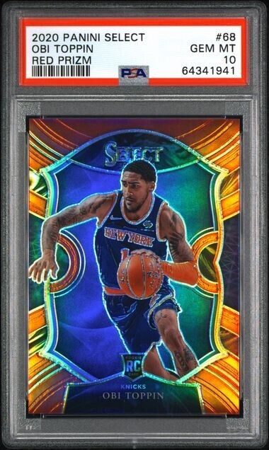 2020-21 Panini Select Rookie Obi Toppin Concourse Red Prizm /199 RC PSA 10
