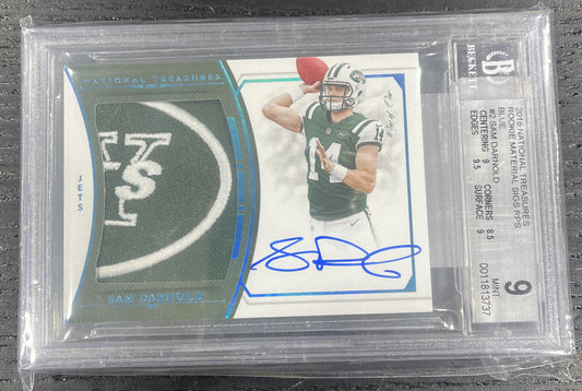 2018 National Treasures Sam Darnold Rookie RC Material Auto 1/1 BGS 9