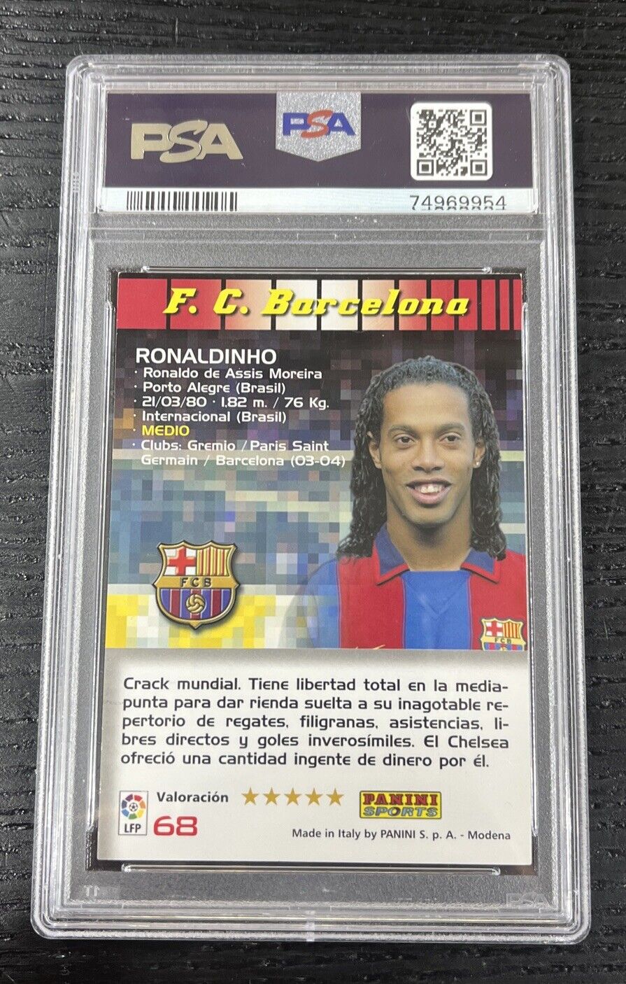 2004-05 Panini Megacracks MGK La Liga Ronaldinho #68 PSA 5