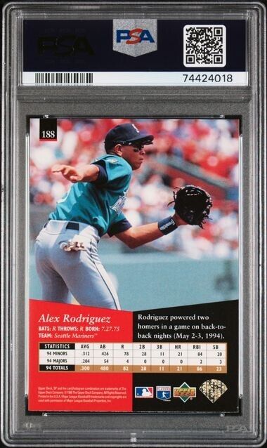 1995 Upper Deck SP Alex Rodriguez Card Mariners Yankees  Graded PSA 9